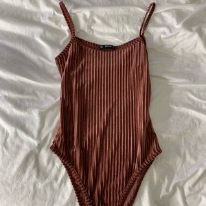 Striped Velvet Bodysuit